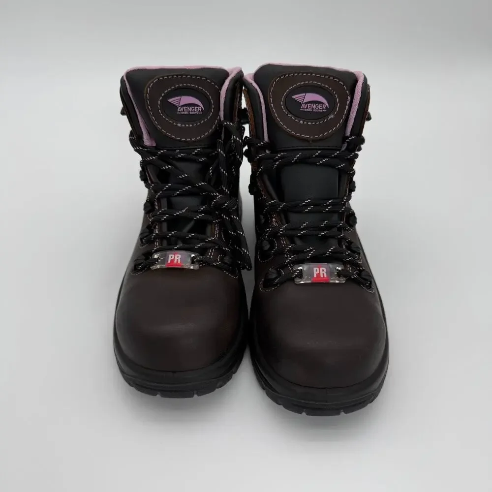 Avenger A7123 Framer Women’s CT Brown/Lilac Comp Toe Waterproof Work Boots - 6.5